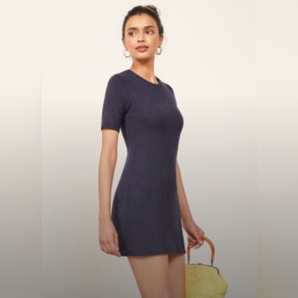 Ribbed Short Sleeve Knit Dress